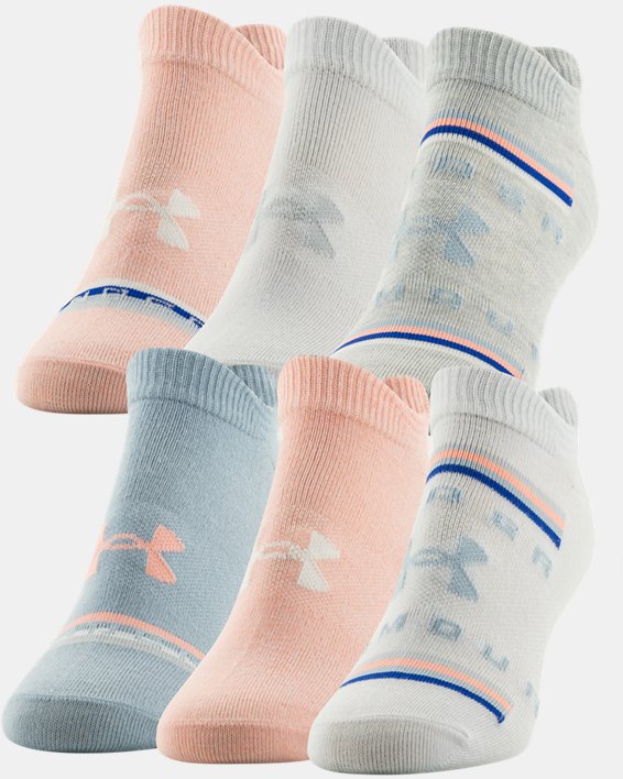 Women's UA Essential No Show – 6-Pack Socks, White, pdpMainDesktop image number 0